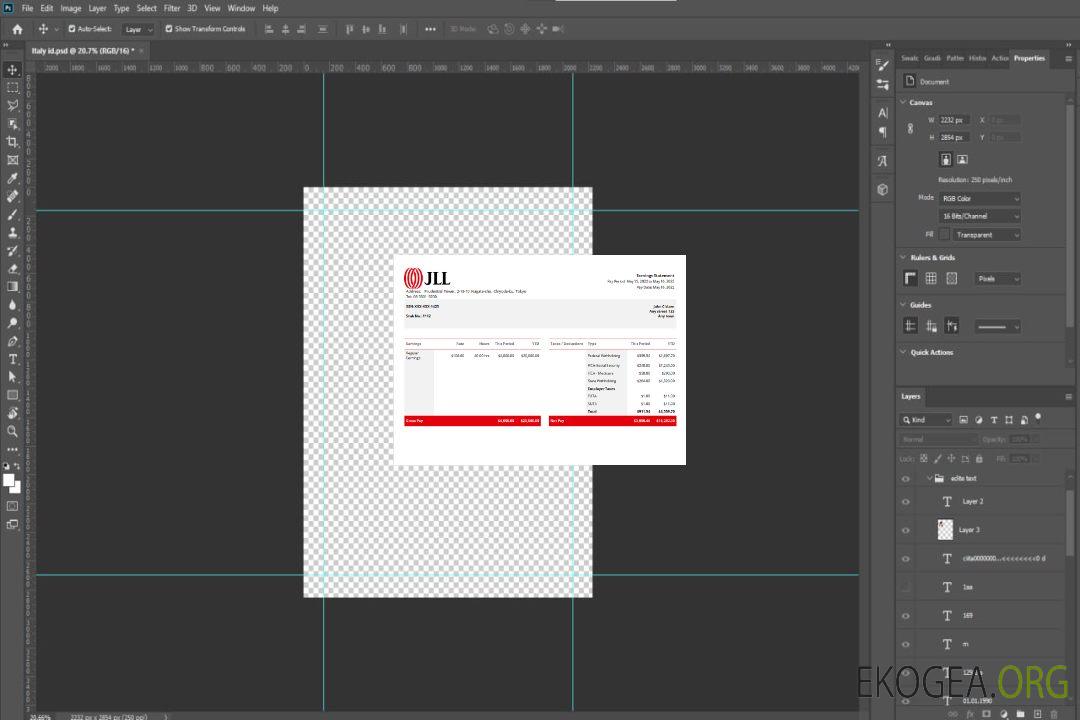 USA JLL société immobilière talon de paie Word template